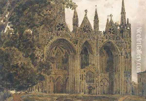 Peterborough Cathedral Oil Painting - Peter de Wint