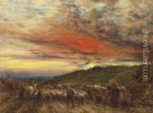 Homeward Bound, Sunset Oil Painting - John Linnell