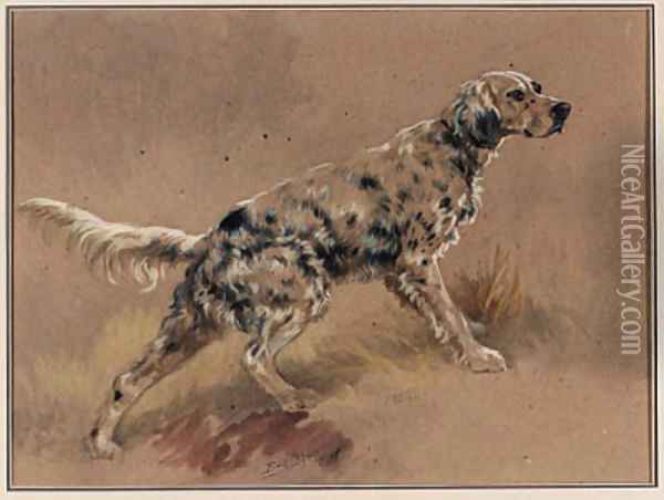 An English Setter in a Landscape Oil Painting - Edmund Henry Osthaus