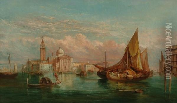 Boats Off San Giorgio Maggiore' Oil Painting - Alfred Pollentine