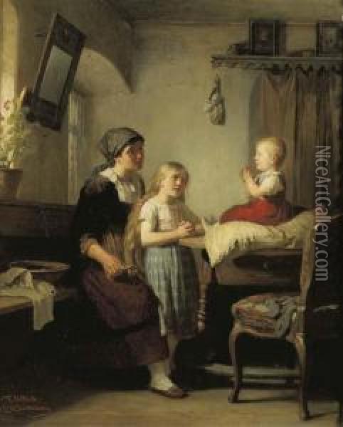 Harmonious Family Oil Painting - Friedrich Ortlieb
