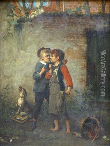 Ruziemakende Kinderen - Enfants Querelleurs Oil Painting - Frans Gons