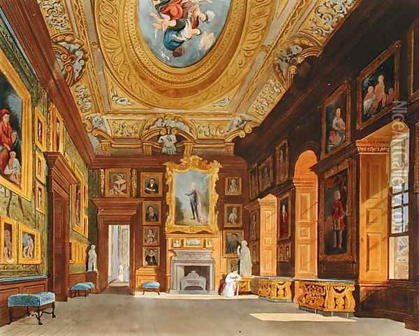 Queen Caroline's Drawing Room, Kensington Palace, from 'The History of the the Royal Residences', engraved by Thomas Sutherland (b.1785), by William Henry Pyne (1769-1843), 1819 Oil Painting - Charles Wild