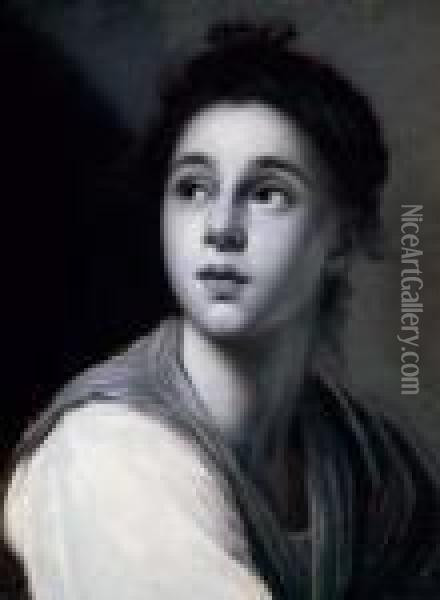 A Young Woman, En Grisaille Oil Painting - Anton Raphael Mengs