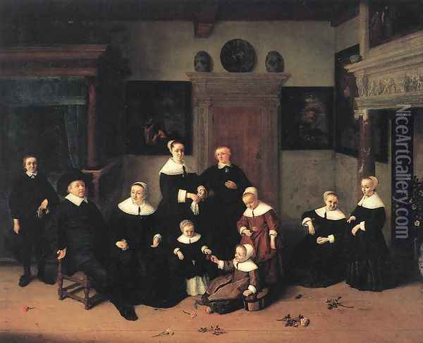 Portrait of a Family 1654 Oil Painting - Adriaen Jansz. Van Ostade