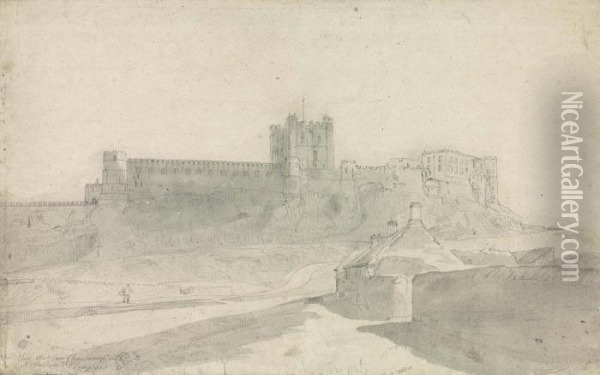 South-west View Of Bamburgh Castle Oil Painting - John Varley