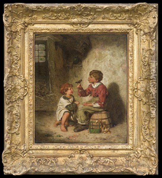 Dzieci Ze Szczyglem Oil Painting - Edwin Thomas Roberts