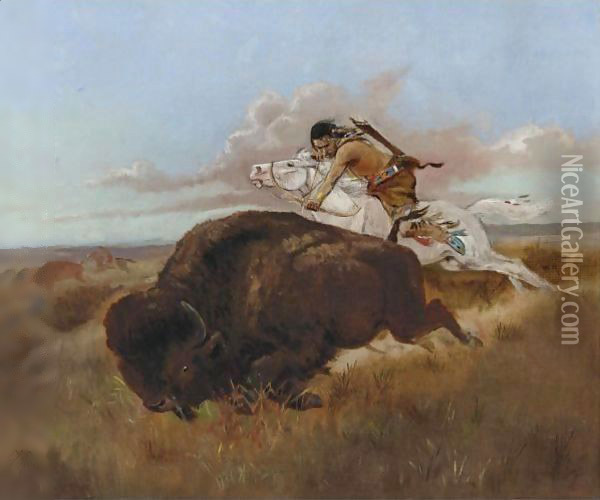Buffalo Hunting Oil Painting - Charles Marion Russell