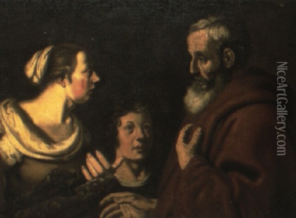 Abraham Casting Out Hagar And Ishmael Oil Painting - Hendrick Bloemaert
