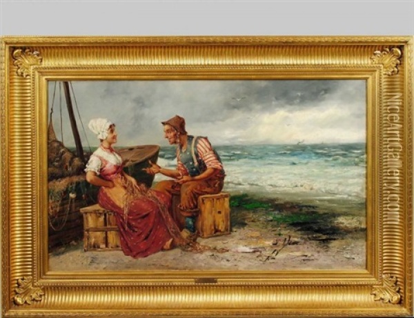 Romance By The Sea Oil Painting - Frederick Reginald Donat