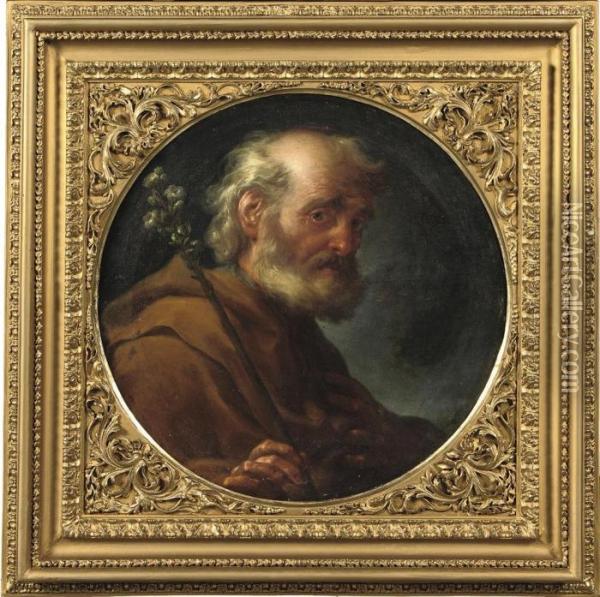 Saint Joseph With The Flowering Rod Oil Painting - Francesco Trevisani
