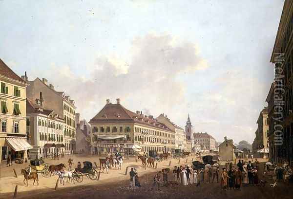 Vienna, the promenade, 1824 Oil Painting - Franz Scheyerer
