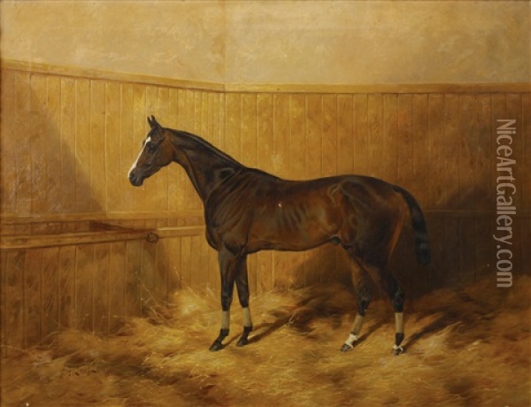Simonian In His Stable Oil Painting - Henry Frederick Lucas Lucas