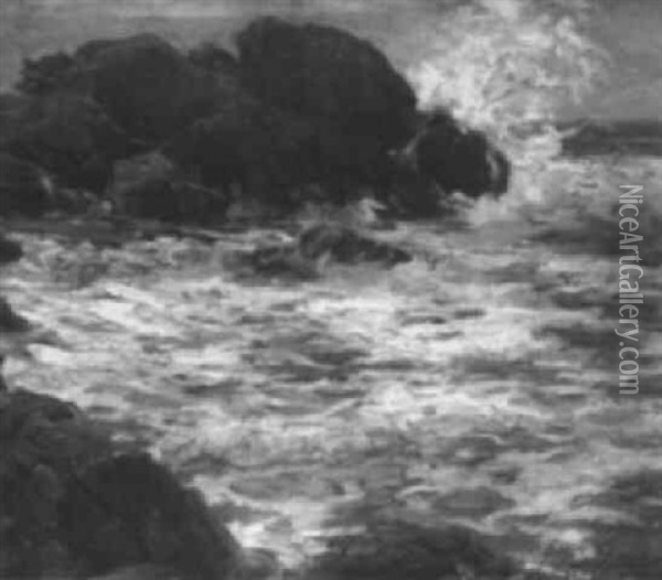 La Mer A Guenole Oil Painting - Arthur Midy