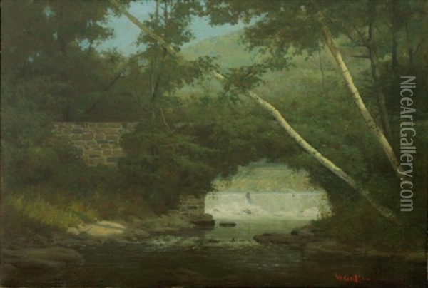 Summer Landscape With Waterfall Oil Painting - Walter Griffin