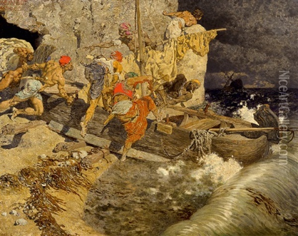 Strand-piraten Oil Painting - Alexander Rothaug