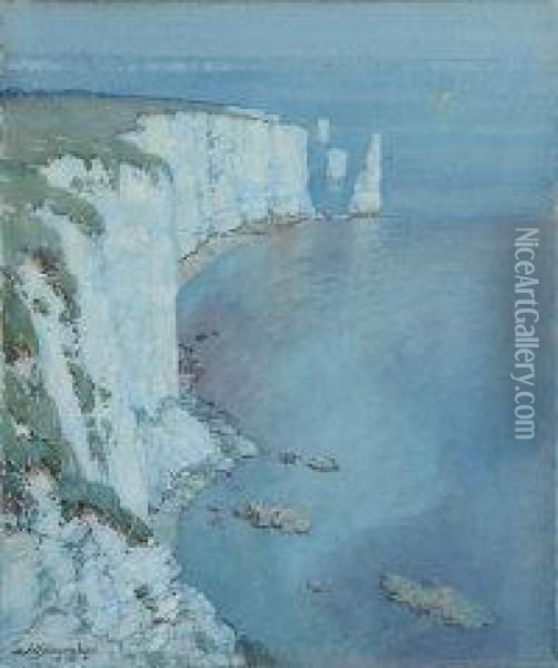 Old Harry Rocks, Dorset Oil Painting - Albert Moulton Foweraker