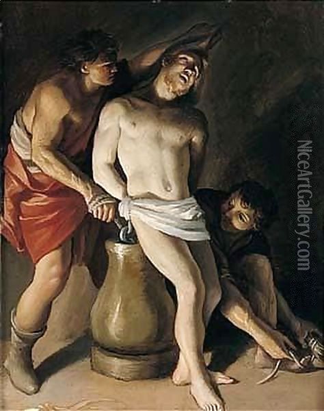 Christ At The Column Oil Painting - Giovanni Lanfranco