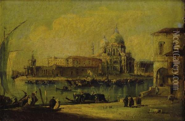 A View Of The Grand Canal With Santa Maria Della Salute Oil Painting - Francesco Guardi