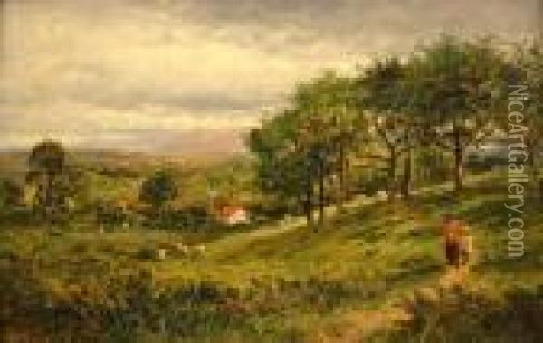 Landscape With Cottage Oil Painting - Benjamin Williams Leader