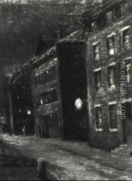 Evening Street Scene Oil Painting - George Elmer Browne