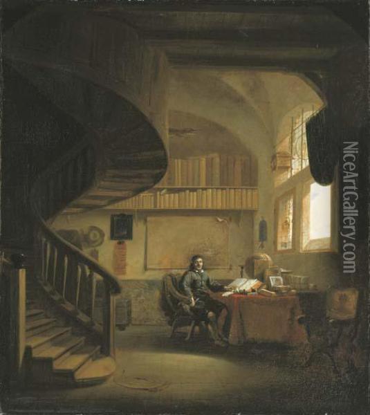 The Interior Of A Study Oil Painting - Willem Schellinks