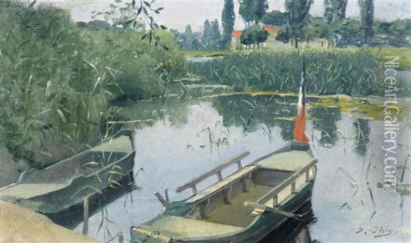 River Landscape Oil Painting - Jean Daniel Ihly