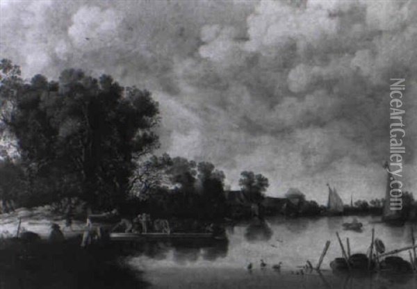 Fluslandschaft Mit Einer F,hre Oil Painting - Pieter de Neyn