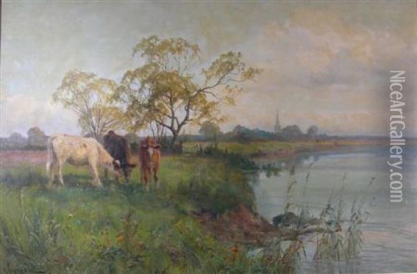 On The Trent - Attenborough Oil Painting - Arthur Walker Redgate
