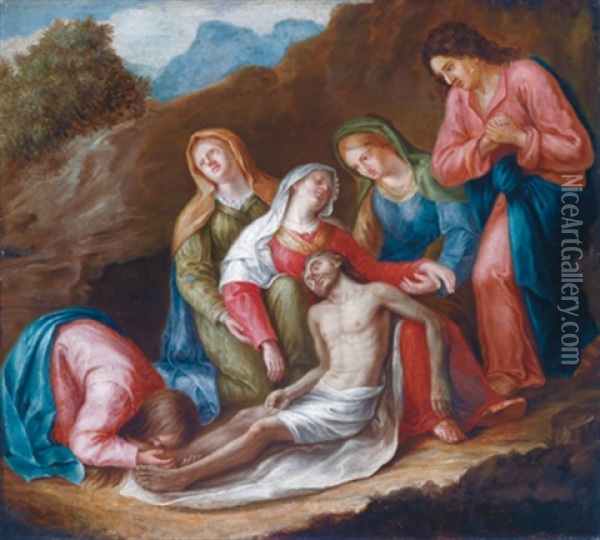 Die Beweinung Christi (il Compianto Su Cristo Morto) Oil Painting - Jacopo Palma il Vecchio