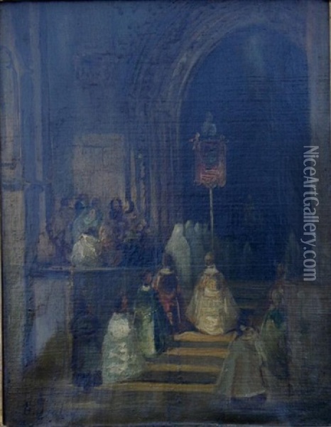 The Procession Oil Painting - Louis-Gabriel-Eugene Isabey