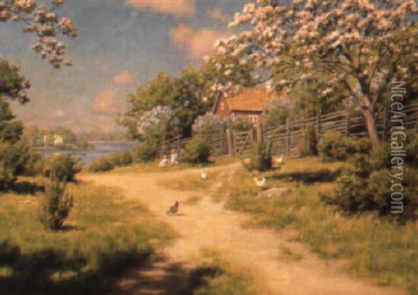 Barnen Leker Oil Painting - Johan Fredrik Krouthen