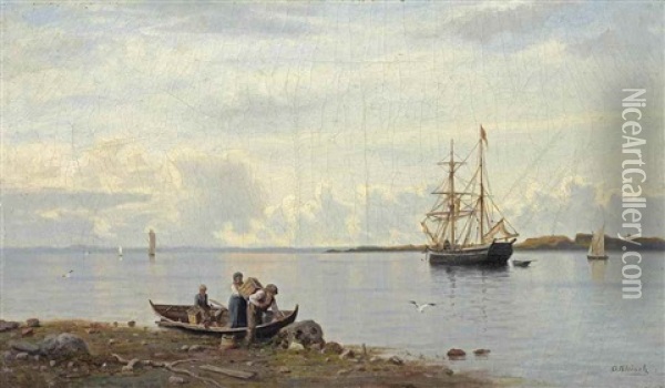 A Tranquil Day Along The Finnish Coast Oil Painting - Oskar Conrad Kleineh
