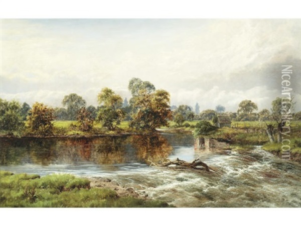 Bransford Bridge, Worcester Oil Painting - William Henry Mander