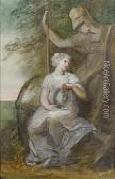 The Figure Of Hope At The Feet Of Brittania Oil Painting - Richard Cosway