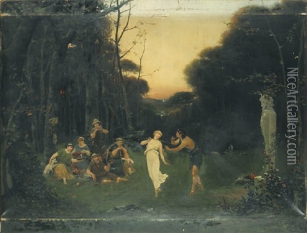 Daphnis Et Chloe Dansent Le Conte De Lamon Oil Painting - Antoine Auguste Thivet