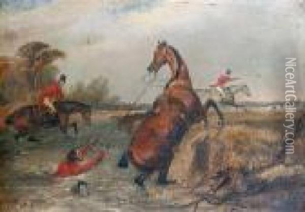 Hunting Mishaps, A Set Of Four Oil Painting - Francis Calcraft Turner