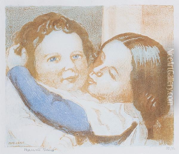 Enfants S'embrassant Oil Painting - Maurice Denis