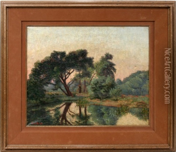 River Landscape Oil Painting - Edward A. Rorke