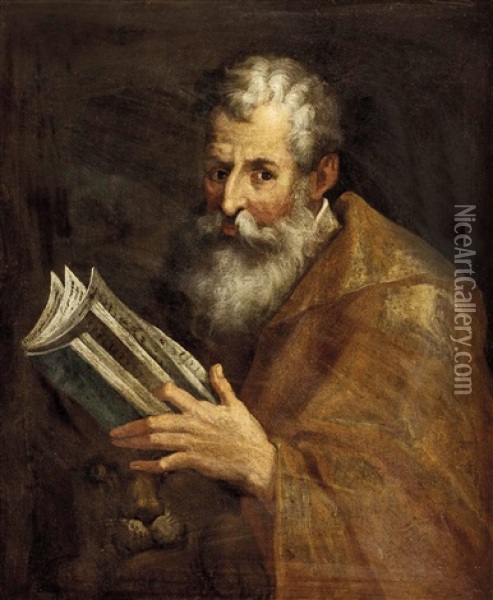 Der Hl. Evangelist Marcus Mit Dem Lowen Oil Painting - Joachim von Sandrart the Elder