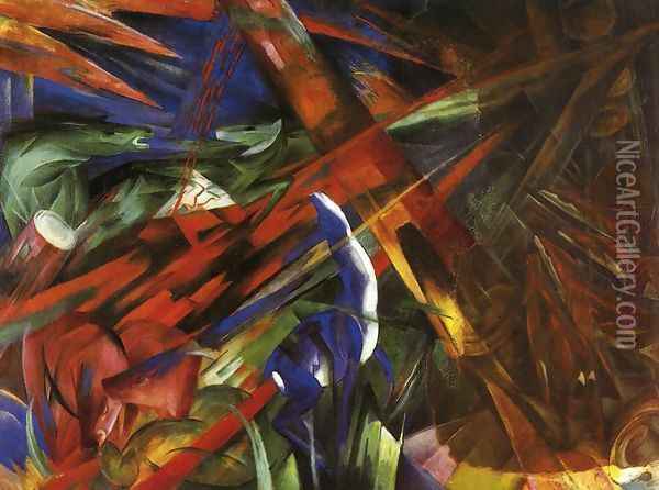 Animal Destinies Aka The Trees Show Their Rings The Animals Their Veins Oil Painting - Franz Marc