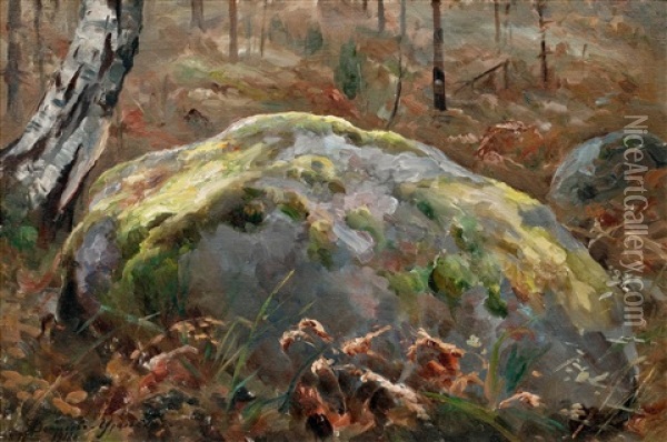 In The Forest Oil Painting - Alexander Denisov Uralsky