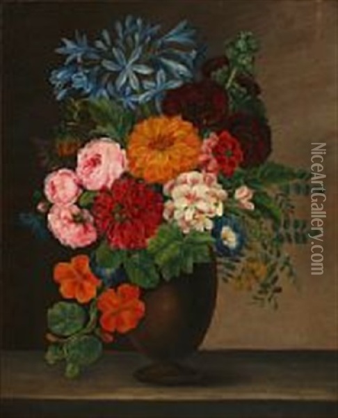 Still Life With Flowers In A Vase Oil Painting - Johannes Ludwig Camradt