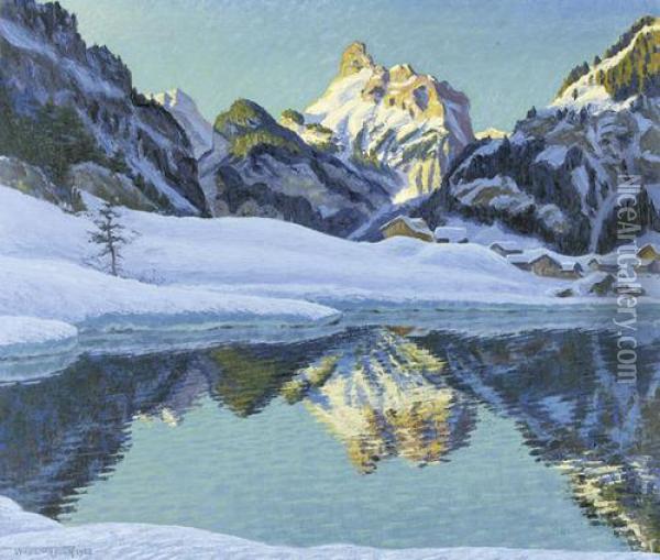Wintermorgen Bei Kandersteg Oil Painting - Waldemar Fink