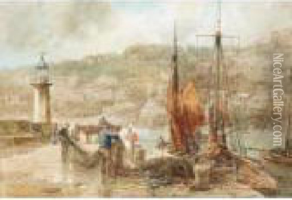 Unravelling The Nets Oil Painting - Walter Henry Sweet