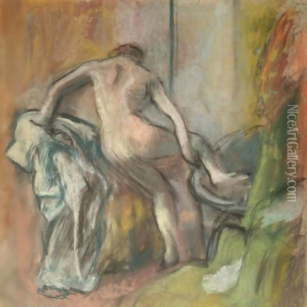 La Sortie Du Bain 3 Oil Painting - Edgar Degas