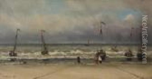 The Departure Of The Fleet Oil Painting - Hendrik Willem Mesdag
