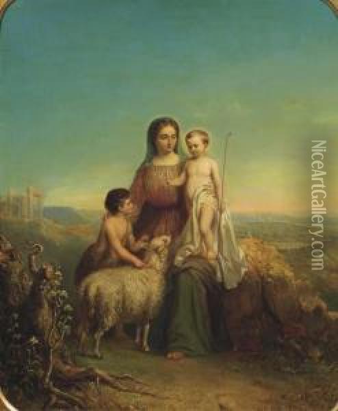 The Virgin Mary With Christ And John The Baptist Oil Painting - Hendricus Engelbertus Reijntjens