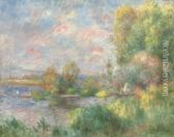 La Seine A Bougival Oil Painting - Pierre Auguste Renoir