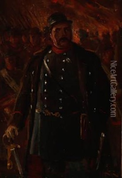 Portrait Of Major Henckel Oil Painting - Vilhelm Rosenstand